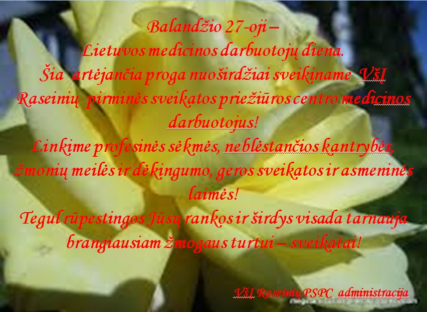 Sveikinimas medicinos darbuotojams
